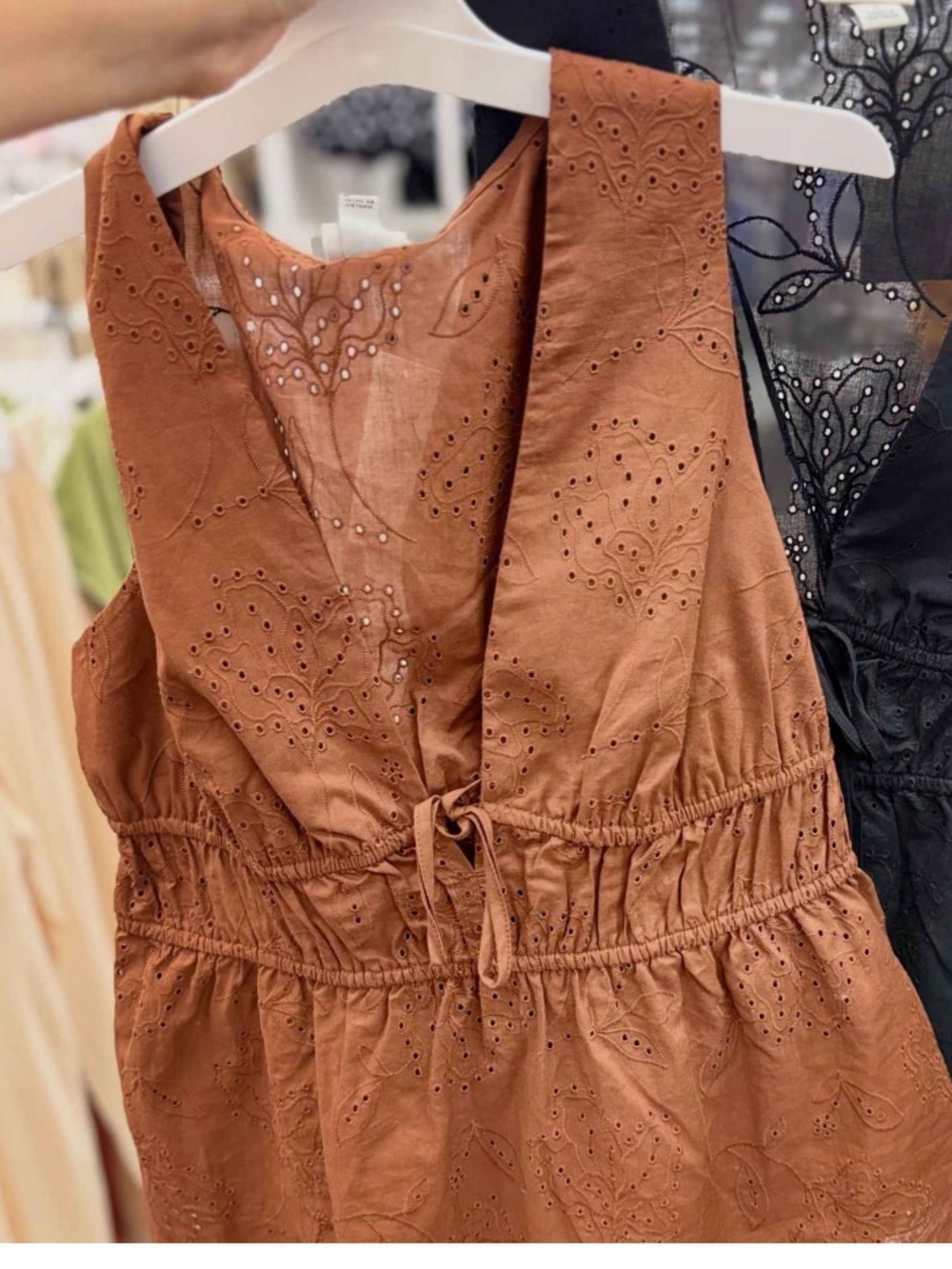 Women’s Tie Front Peplum Tank Top. Brown. XL - Picture 4 of 4